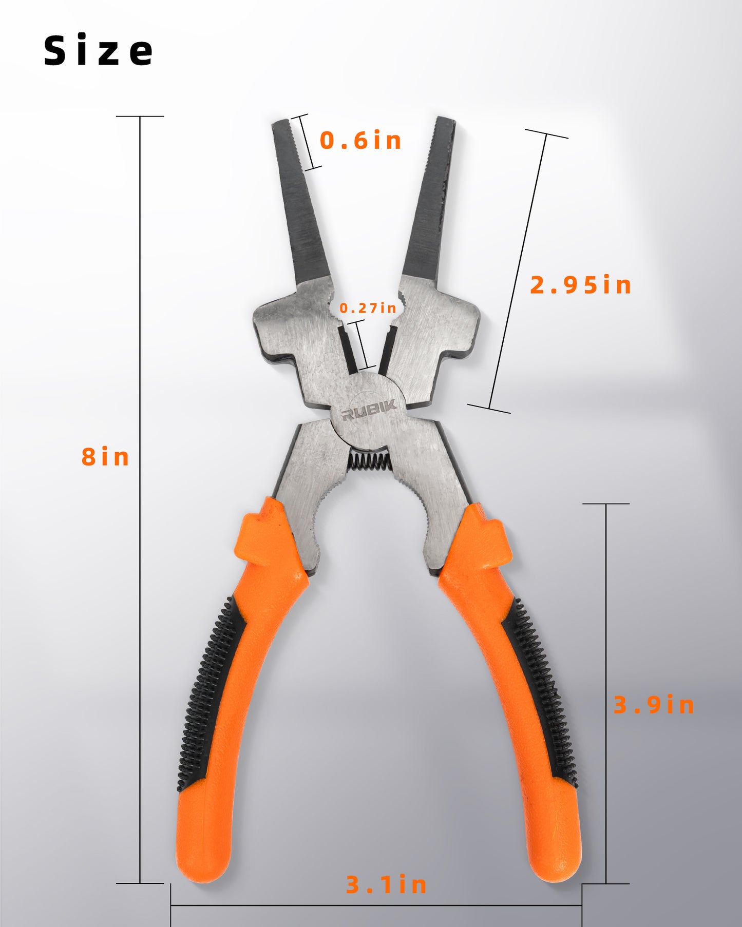 Rubik MIG Welding Pliers 8 Inches for Scraping Spatter Gripping Drawing Wire Non-slip Comfort