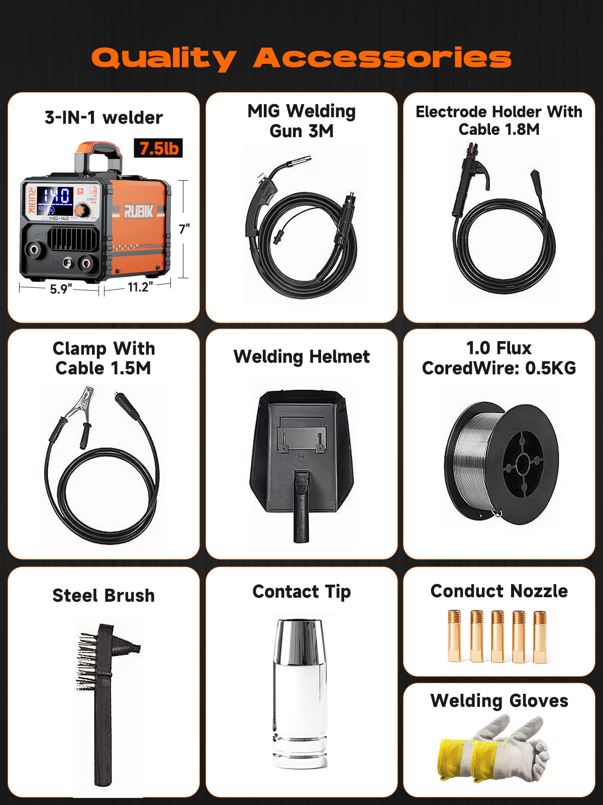 MIG Welder, 140A Welding Machine, 110V MIG/LIFT TIG/STICK 3 in 1 Welder Machine