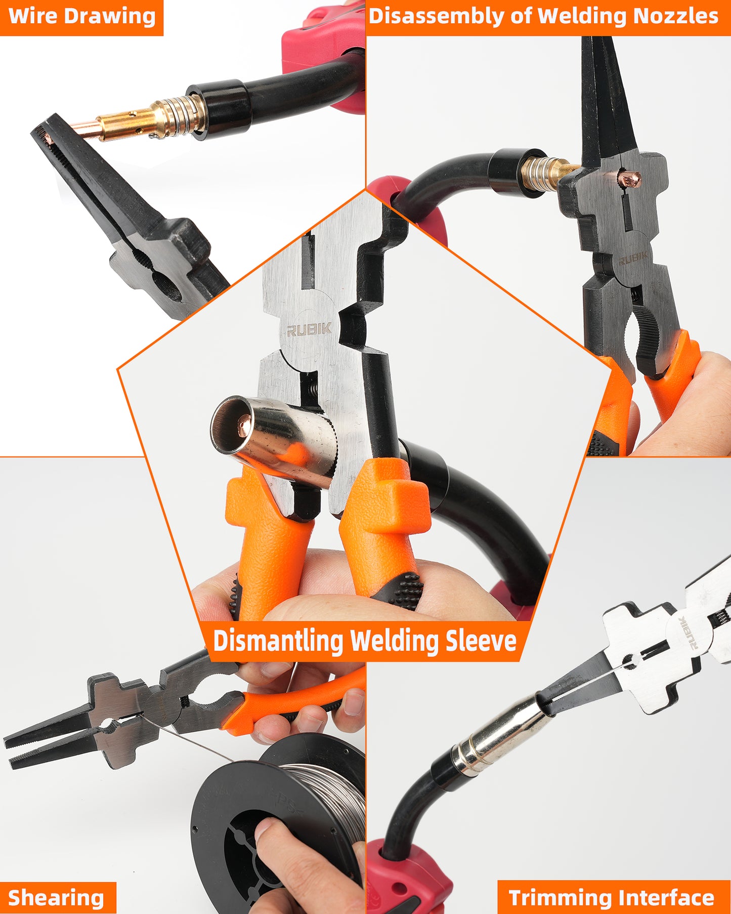 Rubik MIG Welding Pliers 8 Inches for Scraping Spatter Gripping Drawing Wire Non-slip Comfort